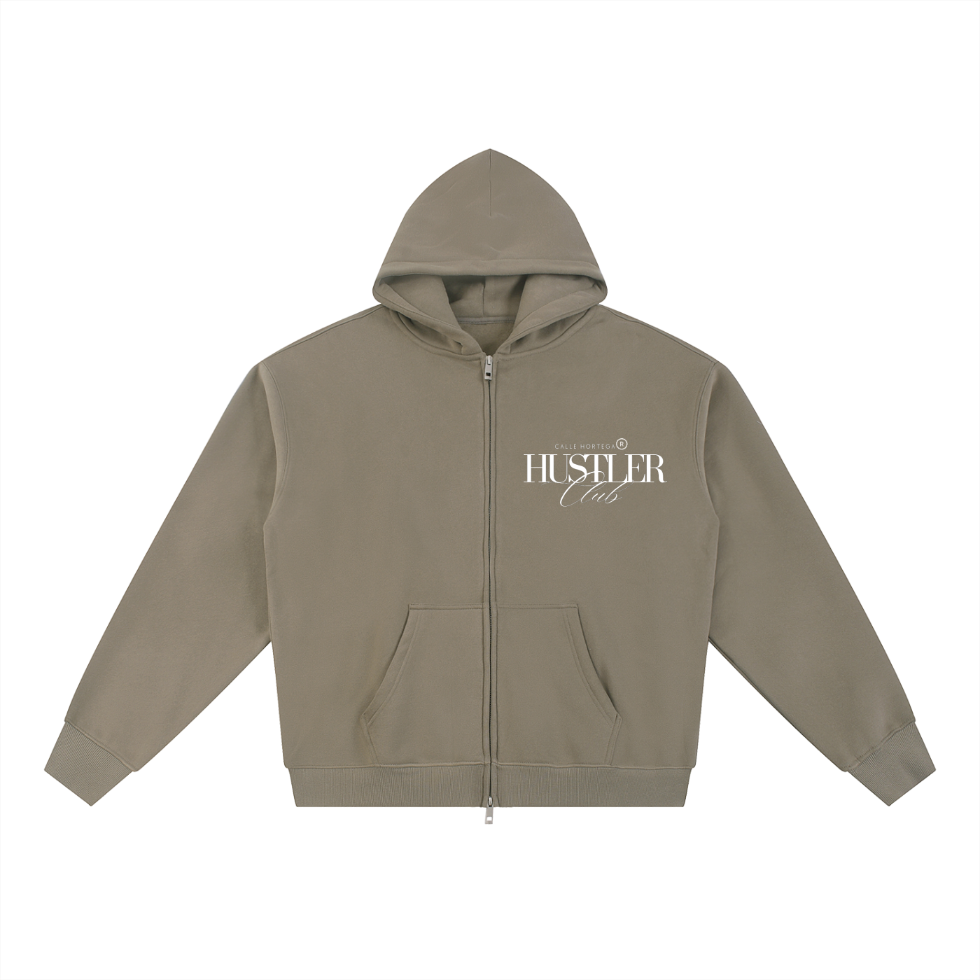 Essential Fleece Zip-Through Hoodie HUSTLER CLUB By Calle Hortega